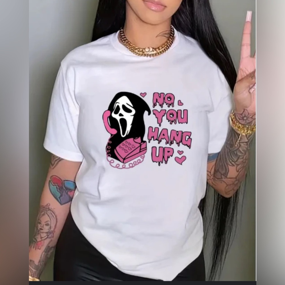 Scream Graphic Tee Hot Pink and White